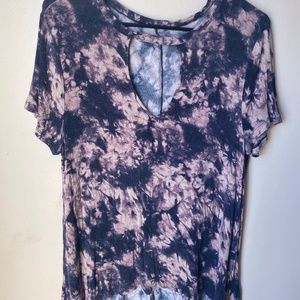 Mudd Short Sleeve Tie Dye T-shirt with Cut Out